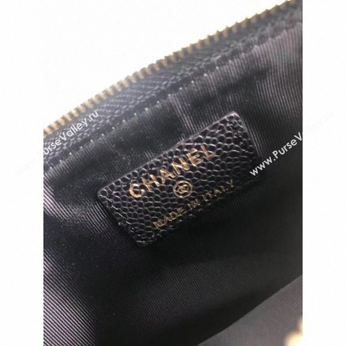 Chanel Grained Leather Boy Pouch Clutch Bag A84478 Black/Gold (hot-9062151)