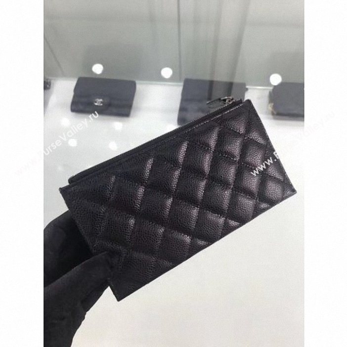 Chanel Grained Leather Boy Pouch Clutch Bag A84478 Black/Silver (hot-9062152)