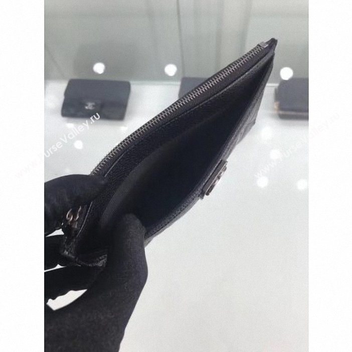 Chanel Grained Leather Boy Pouch Clutch Bag A84478 Black/Silver (hot-9062152)