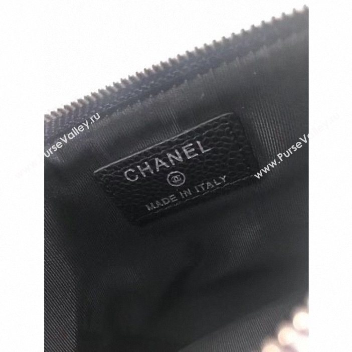 Chanel Grained Leather Boy Pouch Clutch Bag A84478 Black/Silver (hot-9062152)