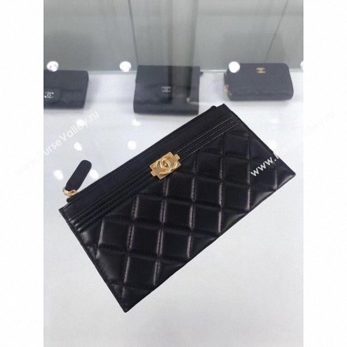 Chanel Lambskin Boy Pouch Clutch Bag A84478 Black/Gold (hot-9062149)