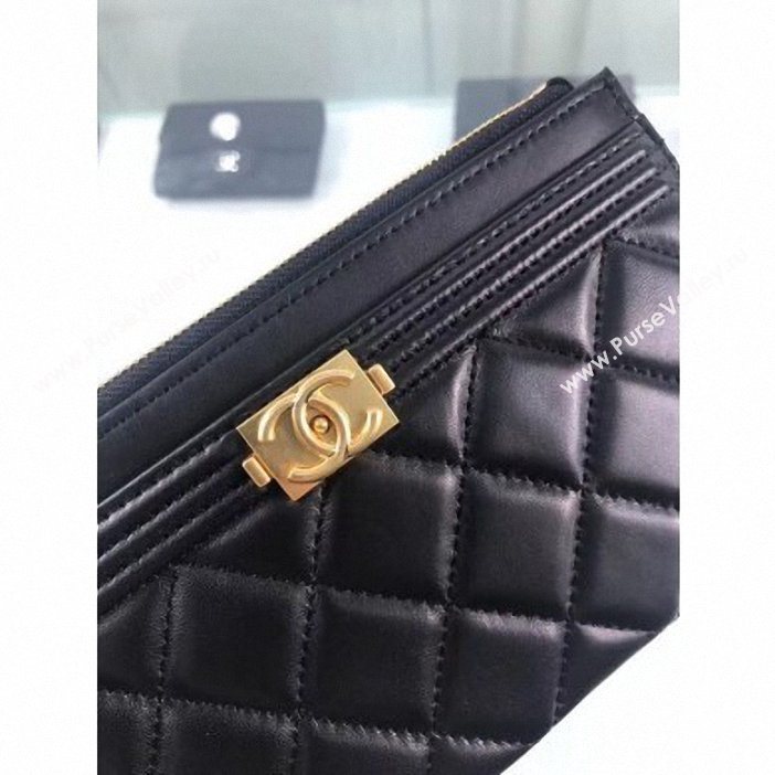 Chanel Lambskin Boy Pouch Clutch Bag A84478 Black/Gold (hot-9062149)