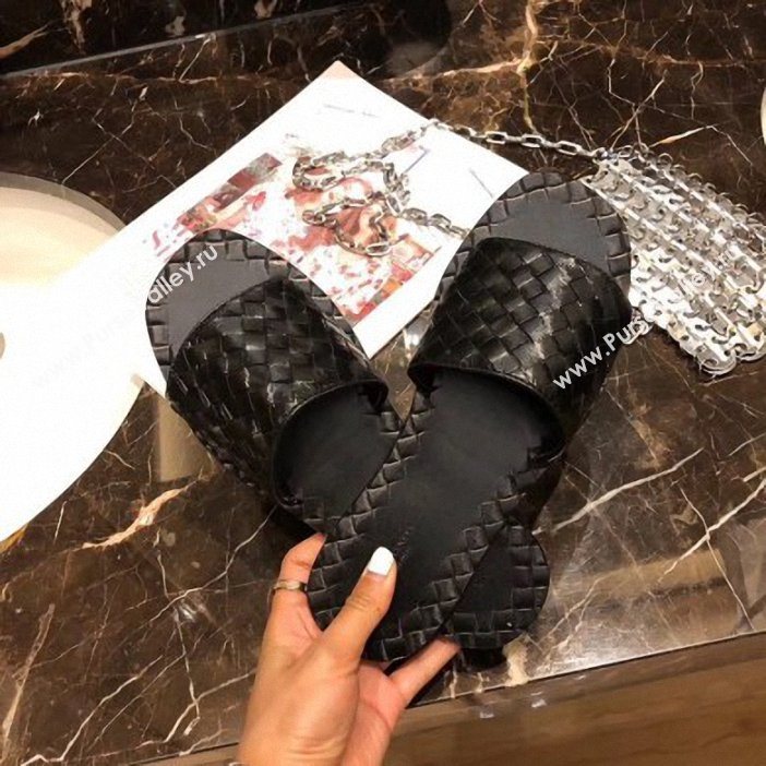 Bottega Veneta Intrecciato Calf Ravello Sandals Black (modeng-9062507)
