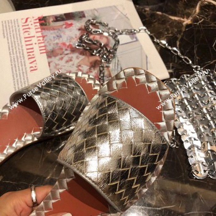 Bottega Veneta Intrecciato Calf Ravello Sandals Silver (modeng-9062513)