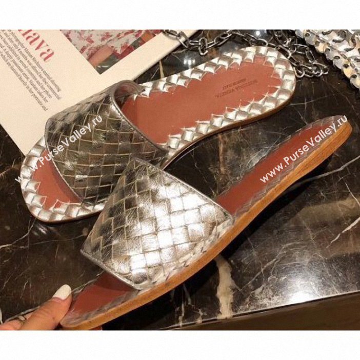 Bottega Veneta Intrecciato Calf Ravello Sandals Silver (modeng-9062513)