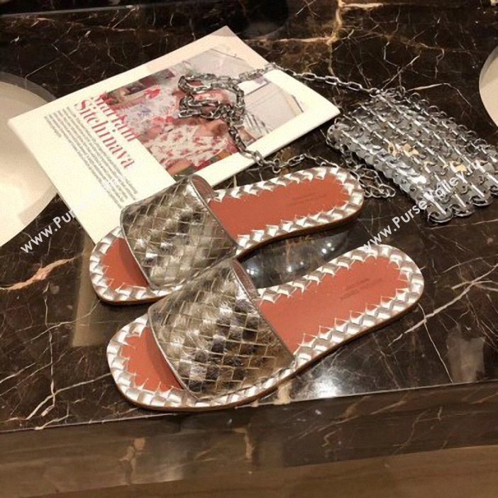 Bottega Veneta Intrecciato Calf Ravello Sandals Silver (modeng-9062513)