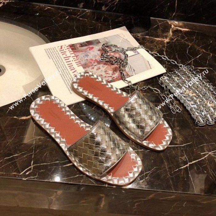 Bottega Veneta Intrecciato Calf Ravello Sandals Silver (modeng-9062513)