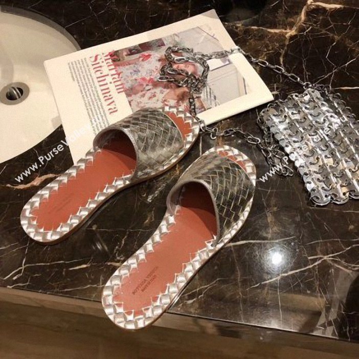 Bottega Veneta Intrecciato Calf Ravello Sandals Silver (modeng-9062513)