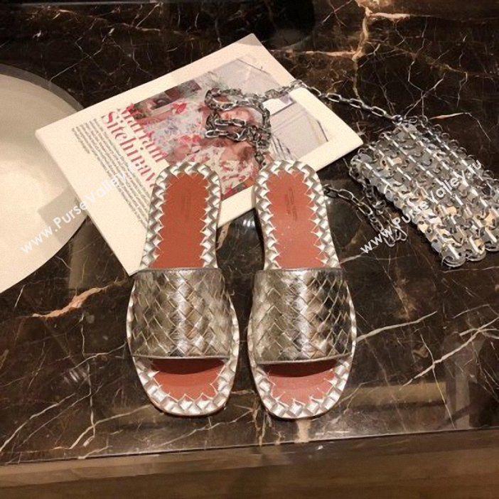 Bottega Veneta Intrecciato Calf Ravello Sandals Silver (modeng-9062513)