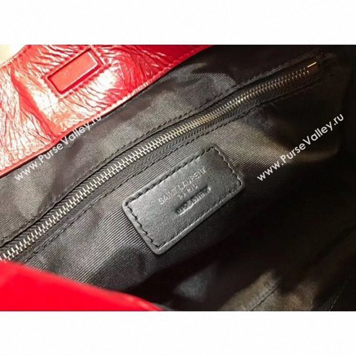 Saint Laurent Crinkled Vintage Leather Niki Medium Shopping Tote Bag 577999 Red 2019 (yida-9062218)