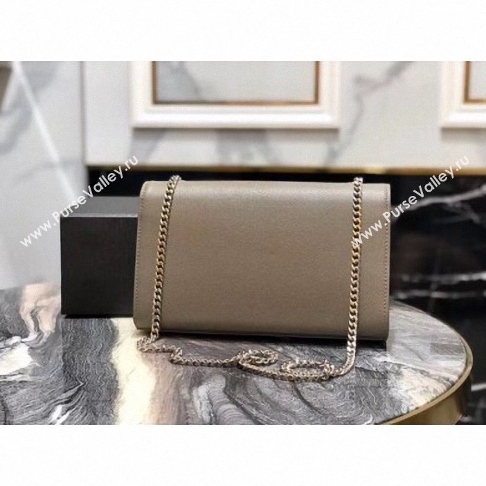 Saint Laurent Grained Leather Kate Chain With Tassel Medium Bag 354119 Etoupe/Silver (yida-9062204)