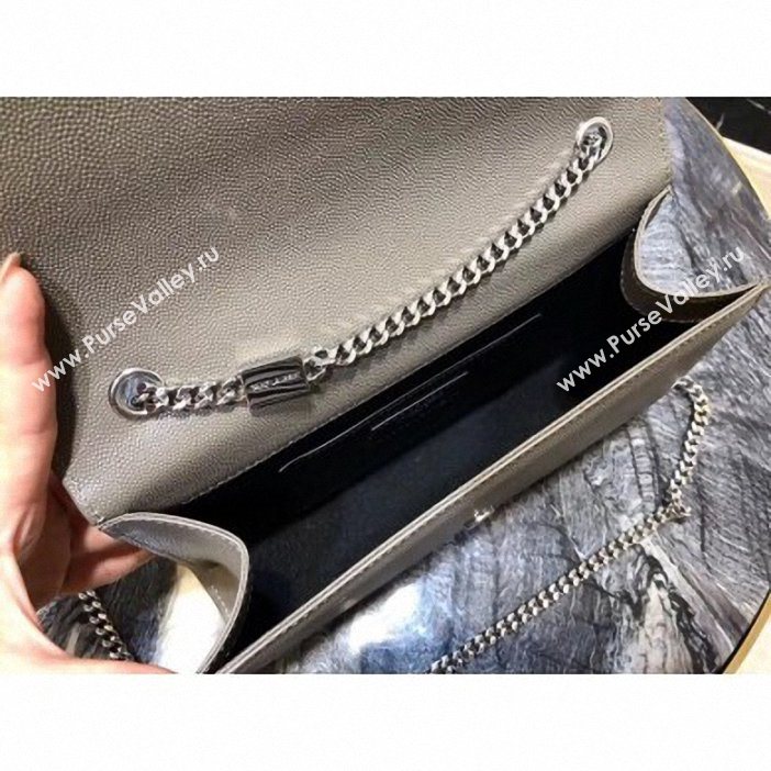 Saint Laurent Grained Leather Kate Chain With Tassel Medium Bag 354119 Etoupe/Silver (yida-9062204)