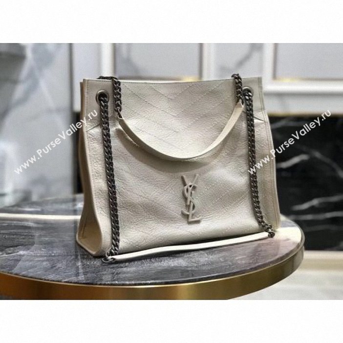 Saint Laurent Crinkled Vintage Leather Niki Medium Shopping Tote Bag 577999 Off White 2019 (yida-9062217)