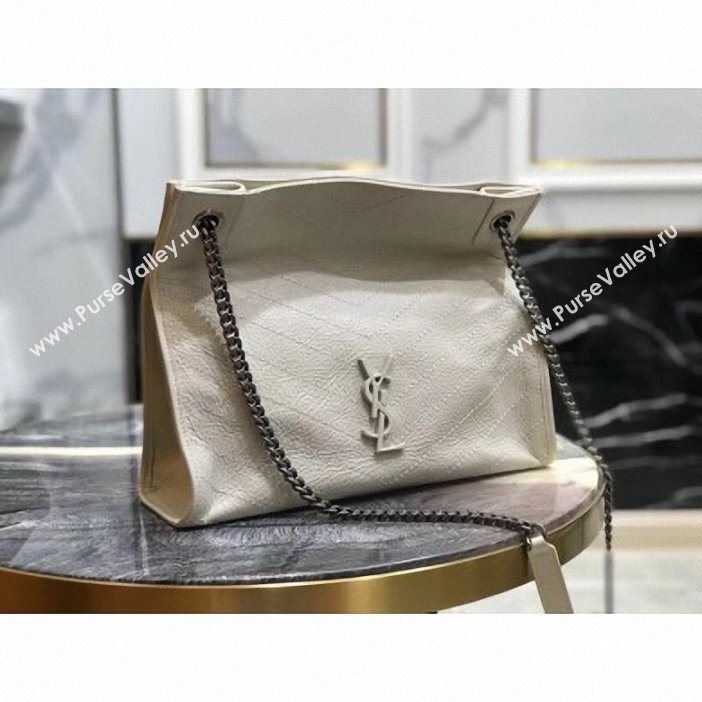 Saint Laurent Crinkled Vintage Leather Niki Medium Shopping Tote Bag 577999 Off White 2019 (yida-9062217)