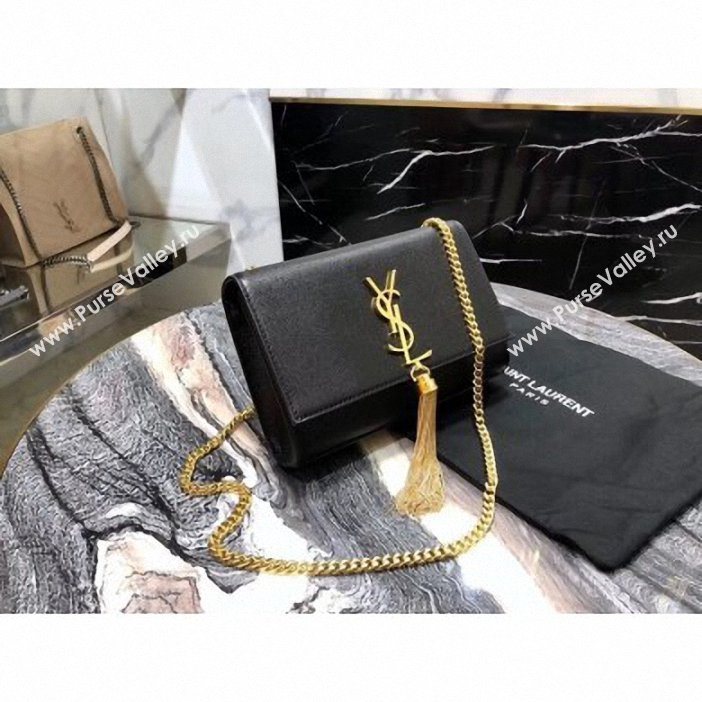 Saint Laurent Grained Leather Kate Chain With Tassel Small Bag 474366 Black/Gold (yida-9062207)