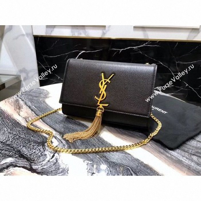 Saint Laurent Grained Leather Kate Chain With Tassel Small Bag 474366 Black/Gold (yida-9062207)
