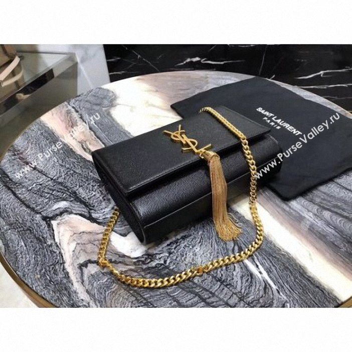 Saint Laurent Grained Leather Kate Chain With Tassel Small Bag 474366 Black/Gold (yida-9062207)