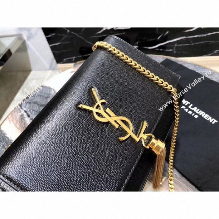 Saint Laurent Grained Leather Kate Chain With Tassel Small Bag 474366 Black/Gold (yida-9062207)