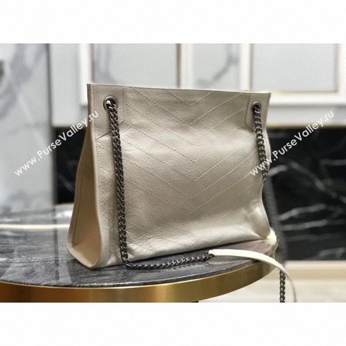 Saint Laurent Crinkled Vintage Leather Niki Medium Shopping Tote Bag 577999 Off White 2019 (yida-9062217)