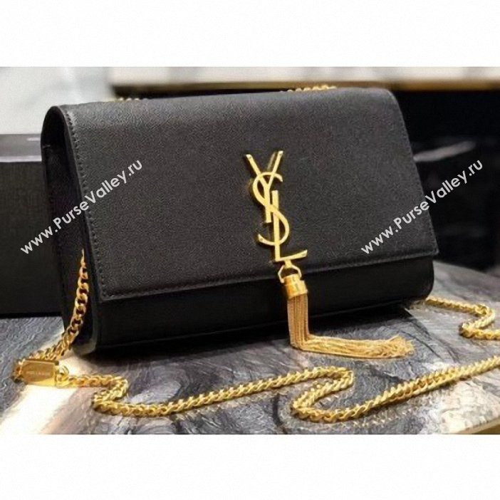 Saint Laurent Grained Leather Kate Chain With Tassel Medium Bag 354119 Black/Gold (yida-9062201)