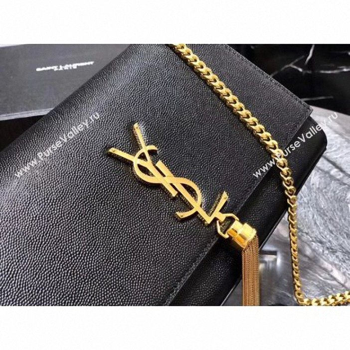 Saint Laurent Grained Leather Kate Chain With Tassel Medium Bag 354119 Black/Gold (yida-9062201)