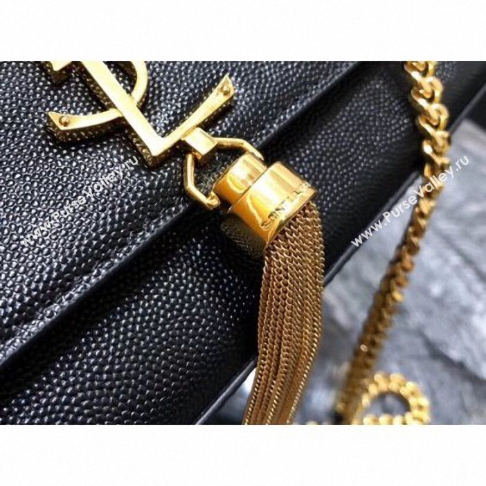 Saint Laurent Grained Leather Kate Chain With Tassel Medium Bag 354119 Black/Gold (yida-9062201)