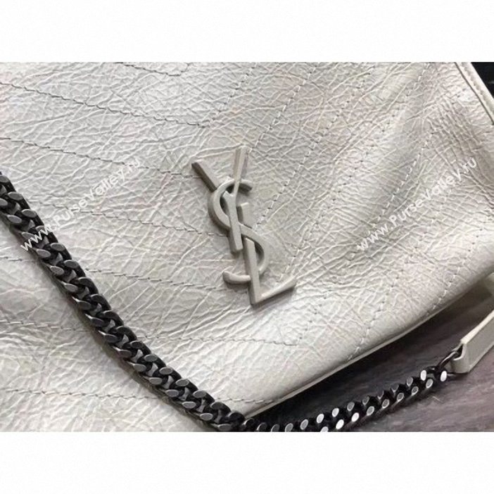 Saint Laurent Crinkled Vintage Leather Niki Medium Shopping Tote Bag 577999 Off White 2019 (yida-9062217)