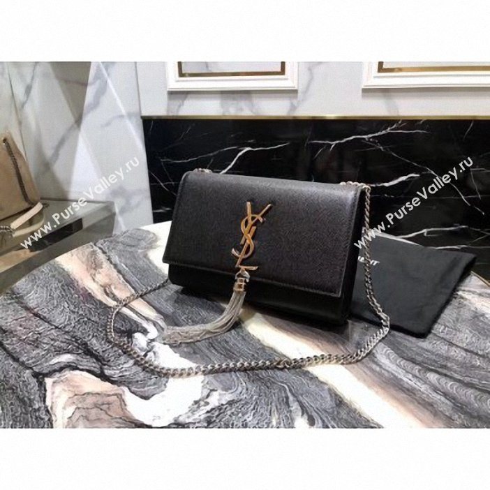 Saint Laurent Grained Leather Kate Chain With Tassel Small Bag 474366 Black/Silver (yida-9062208)