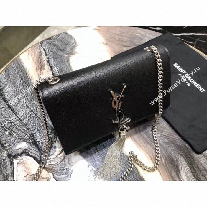 Saint Laurent Grained Leather Kate Chain With Tassel Small Bag 474366 Black/Silver (yida-9062208)