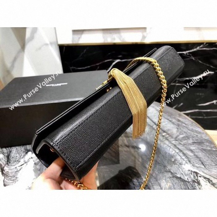 Saint Laurent Grained Leather Kate Chain With Tassel Medium Bag 354119 Black/Gold (yida-9062201)