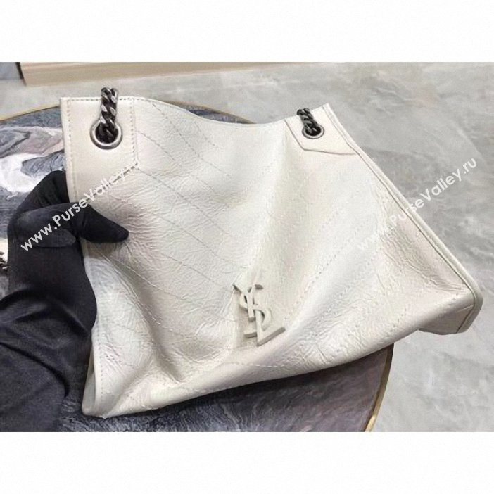 Saint Laurent Crinkled Vintage Leather Niki Medium Shopping Tote Bag 577999 Off White 2019 (yida-9062217)