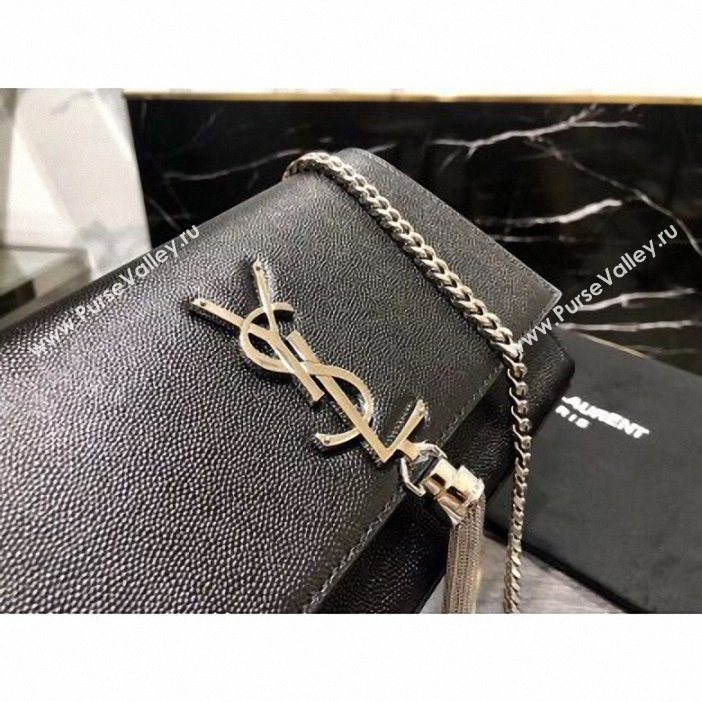 Saint Laurent Grained Leather Kate Chain With Tassel Small Bag 474366 Black/Silver (yida-9062208)