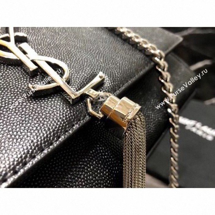 Saint Laurent Grained Leather Kate Chain With Tassel Small Bag 474366 Black/Silver (yida-9062208)