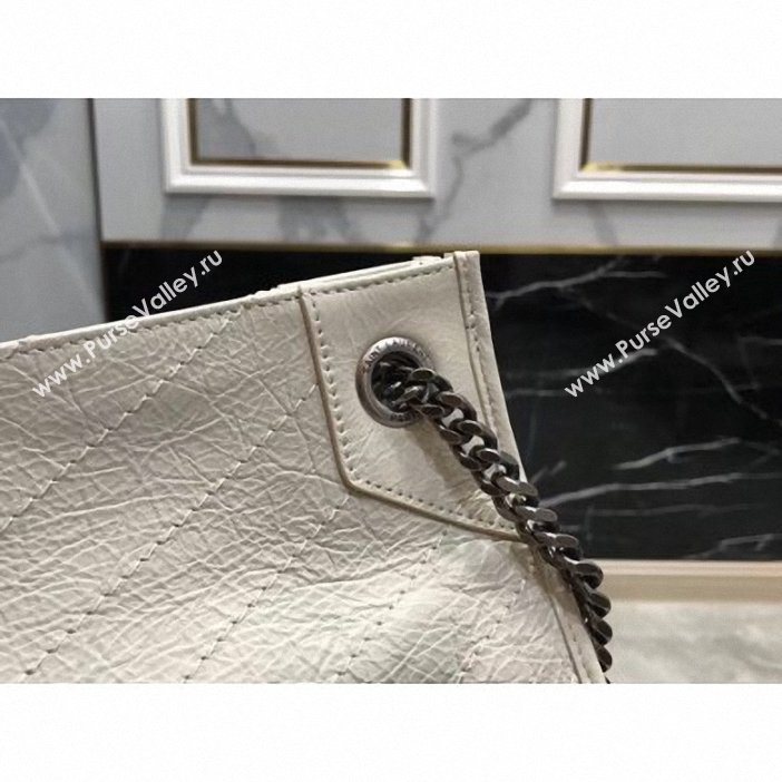 Saint Laurent Crinkled Vintage Leather Niki Medium Shopping Tote Bag 577999 Off White 2019 (yida-9062217)