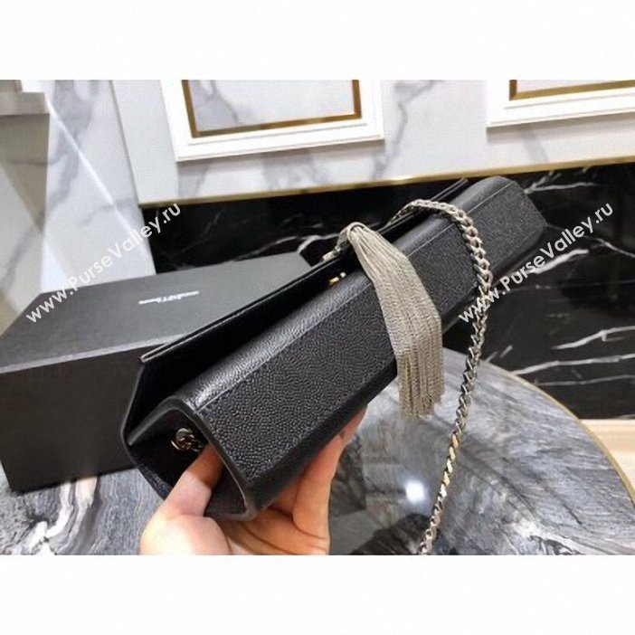 Saint Laurent Grained Leather Kate Chain With Tassel Medium Bag 354119 Black/Silver (yida-9062202)