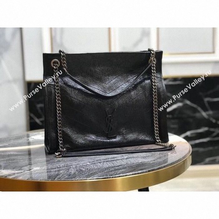Saint Laurent Crinkled Vintage Leather Niki Medium Shopping Tote Bag 577999 Black 2019 (yida-9062213)