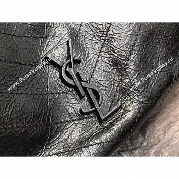 Saint Laurent Crinkled Vintage Leather Niki Medium Shopping Tote Bag 577999 Black 2019 (yida-9062213)