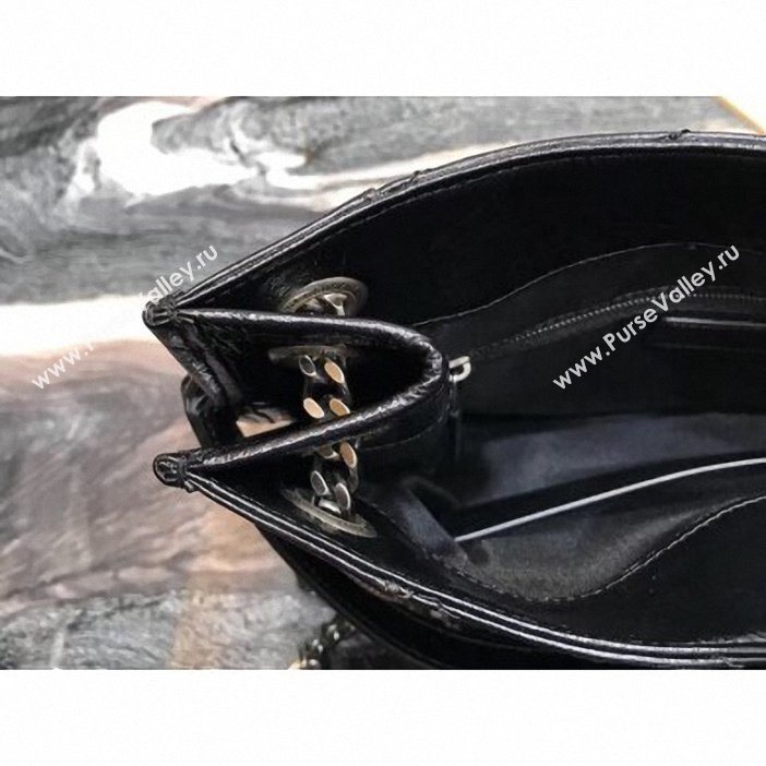 Saint Laurent Crinkled Vintage Leather Niki Medium Shopping Tote Bag 577999 Black 2019 (yida-9062213)