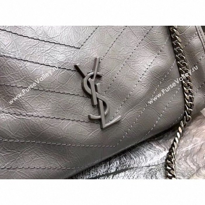 Saint Laurent Crinkled Vintage Leather Niki Medium Shopping Tote Bag 577999 Dark Gray 2019 (yida-9062214)