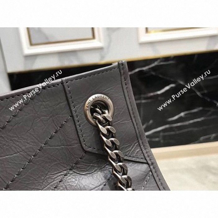 Saint Laurent Crinkled Vintage Leather Niki Medium Shopping Tote Bag 577999 Dark Gray 2019 (yida-9062214)