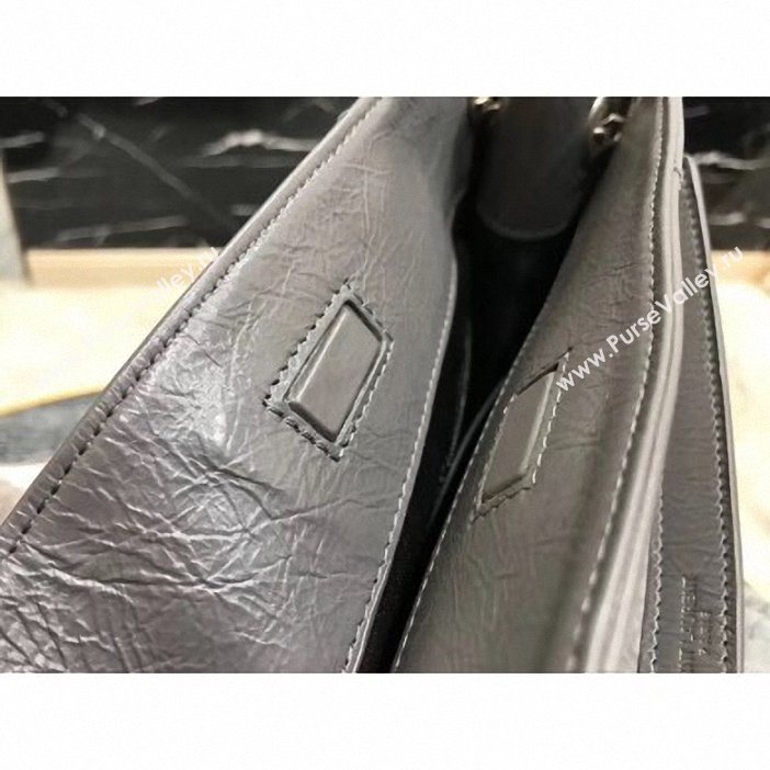 Saint Laurent Crinkled Vintage Leather Niki Medium Shopping Tote Bag 577999 Dark Gray 2019 (yida-9062214)