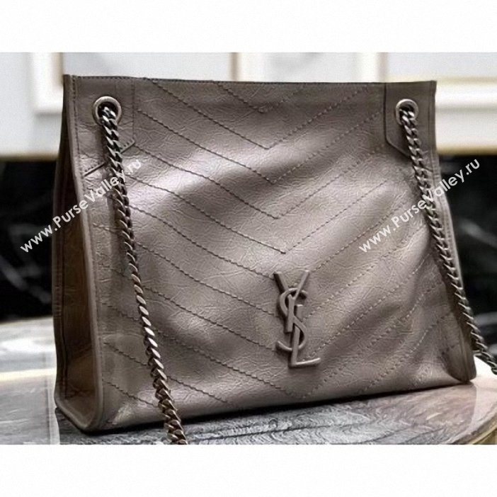 Saint Laurent Crinkled Vintage Leather Niki Medium Shopping Tote Bag 577999 Etoupe 2019 (yida-9062215)