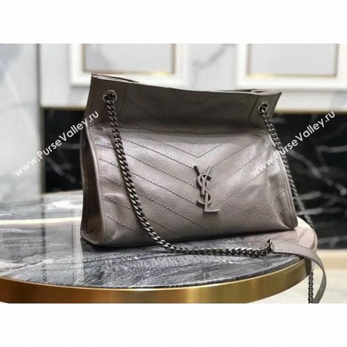 Saint Laurent Crinkled Vintage Leather Niki Medium Shopping Tote Bag 577999 Etoupe 2019 (yida-9062215)