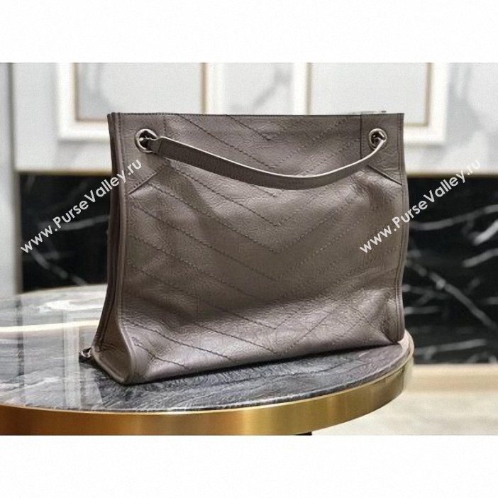 Saint Laurent Crinkled Vintage Leather Niki Medium Shopping Tote Bag 577999 Etoupe 2019 (yida-9062215)