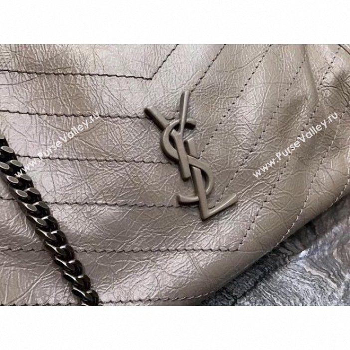 Saint Laurent Crinkled Vintage Leather Niki Medium Shopping Tote Bag 577999 Etoupe 2019 (yida-9062215)