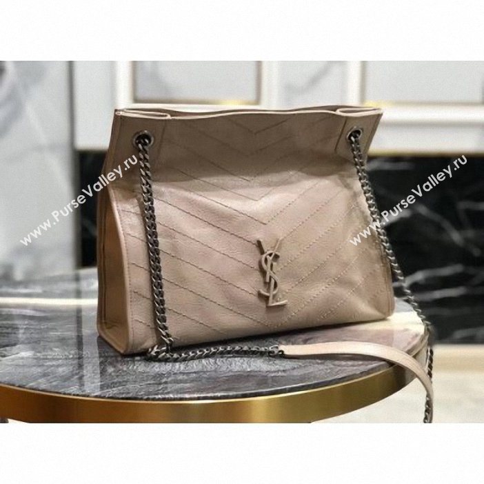 Saint Laurent Crinkled Vintage Leather Niki Medium Shopping Tote Bag 577999 Beige 2019 (yida-9062216)