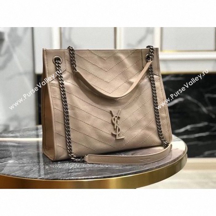 Saint Laurent Crinkled Vintage Leather Niki Medium Shopping Tote Bag 577999 Beige 2019 (yida-9062216)