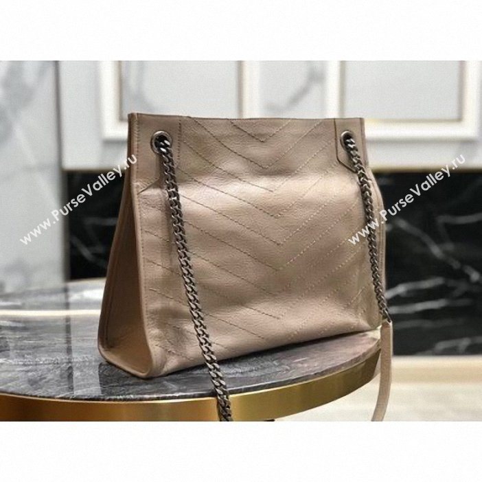 Saint Laurent Crinkled Vintage Leather Niki Medium Shopping Tote Bag 577999 Beige 2019 (yida-9062216)