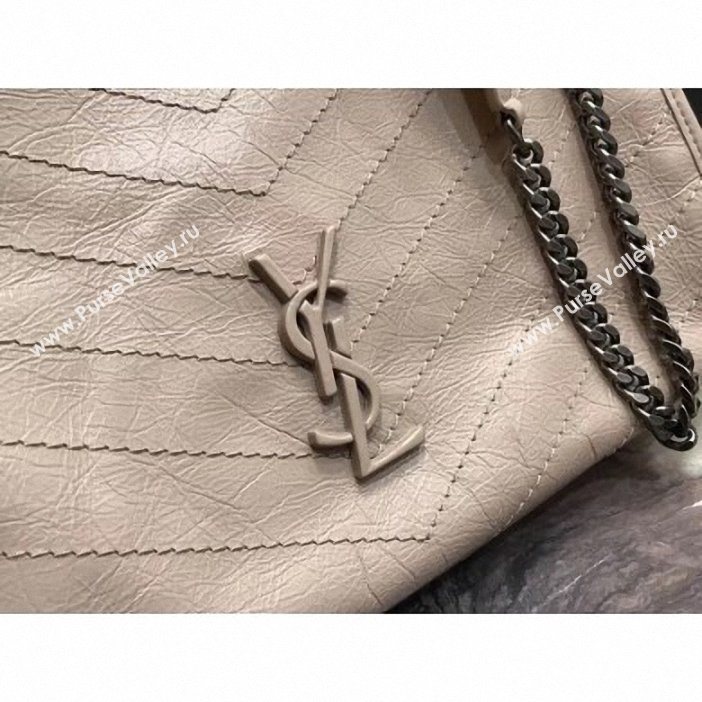 Saint Laurent Crinkled Vintage Leather Niki Medium Shopping Tote Bag 577999 Beige 2019 (yida-9062216)