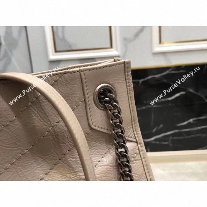 Saint Laurent Crinkled Vintage Leather Niki Medium Shopping Tote Bag 577999 Beige 2019 (yida-9062216)